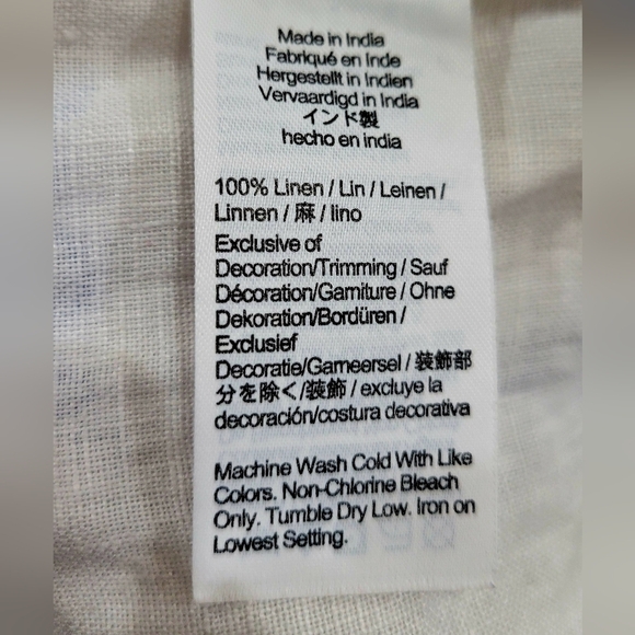 J. Crew White Linen Boho Blouse with Blue Embroidery | Size Medium - Picture 5 of 5